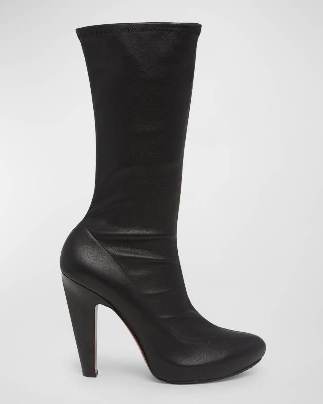 Stretch Napa Leather Mid Boots