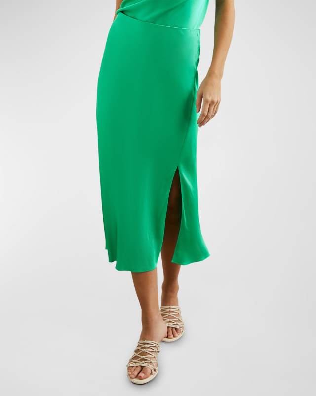 Maya Satin Midi Skirt