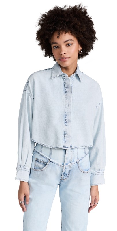 rag & bone Ultra Featherweight Beatrice Cropped Shirt Raquel