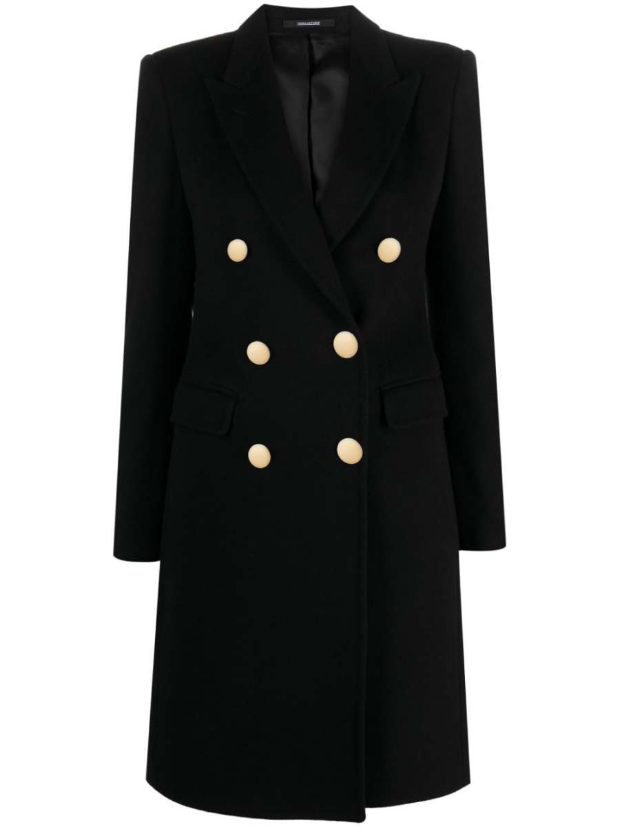 peak-lapels double-breasted coat