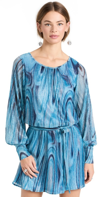Ramy Brook Emberly Dress Calypso Blue Lurex Swirl