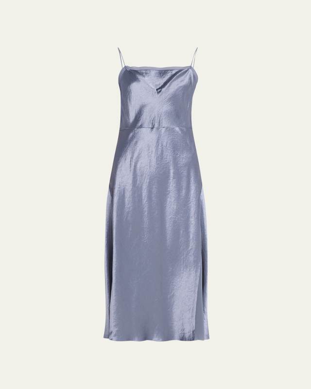 Sheer Silk Paneled Long Slip Dress