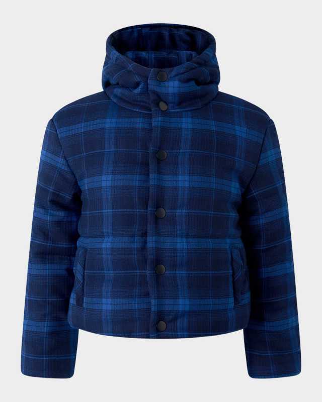 Boy's Check-Print Puffer Jacket, Size 2-10