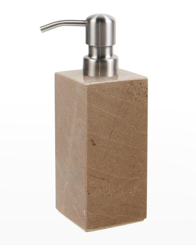 Myrtus Polished Verona Beige Marble Square Soap Dispenser