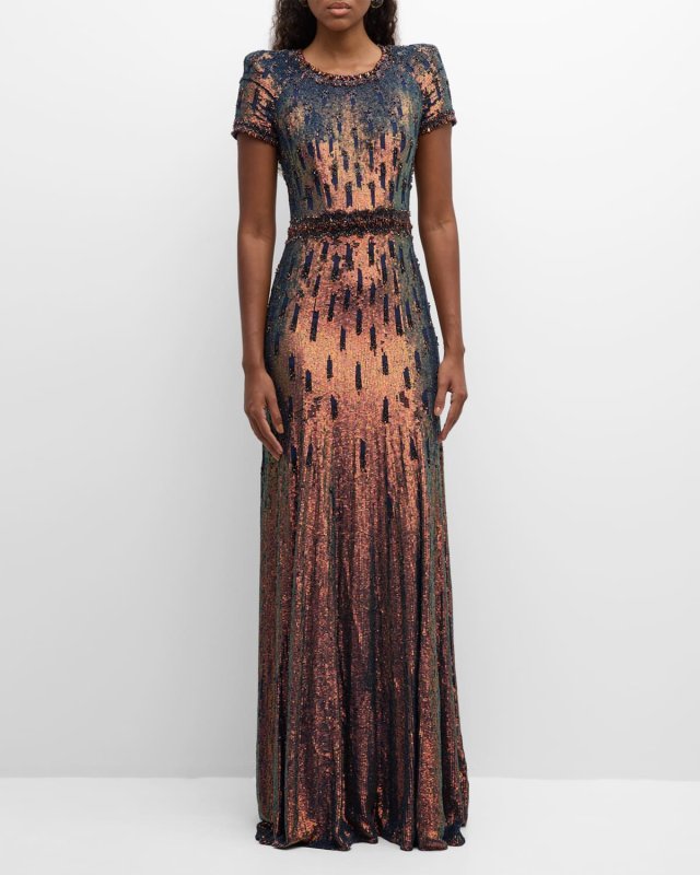 Greta Sequin and Rhinestone Embellished Gown