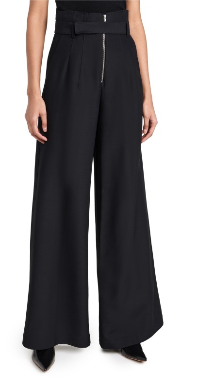 CO Zip Up Belted Pants Black