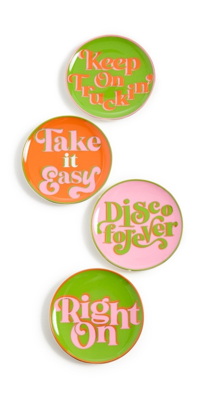 Jonathan Adler Deep Thoughts Coaster Set Pink/Orange/Gr