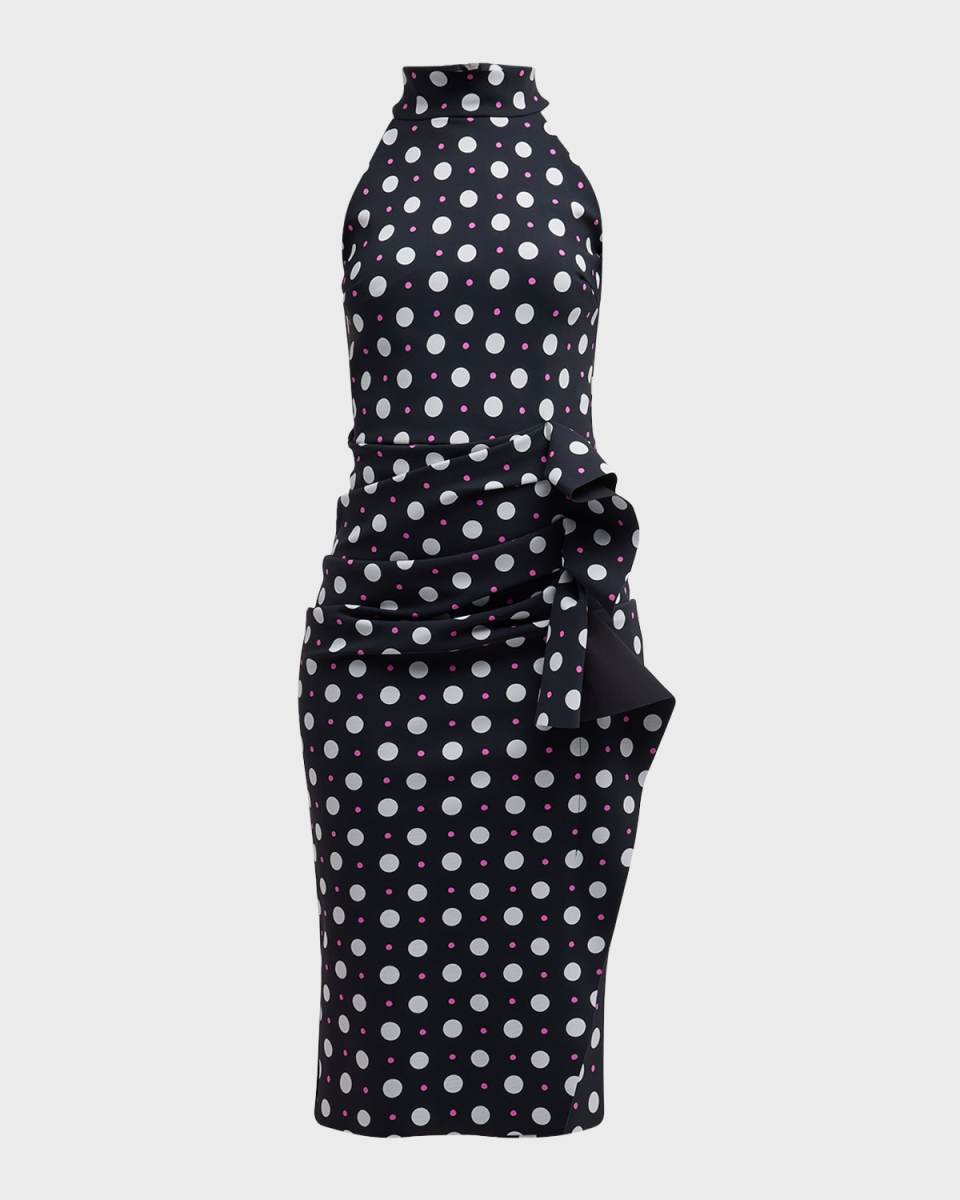 Amenadiel Floral Print Side-Drape Halter Dress