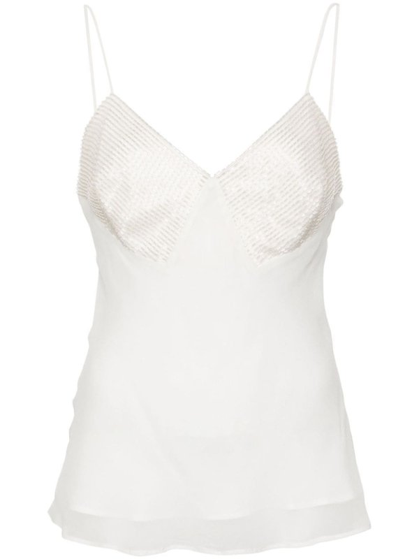 bead-detail silk tank top