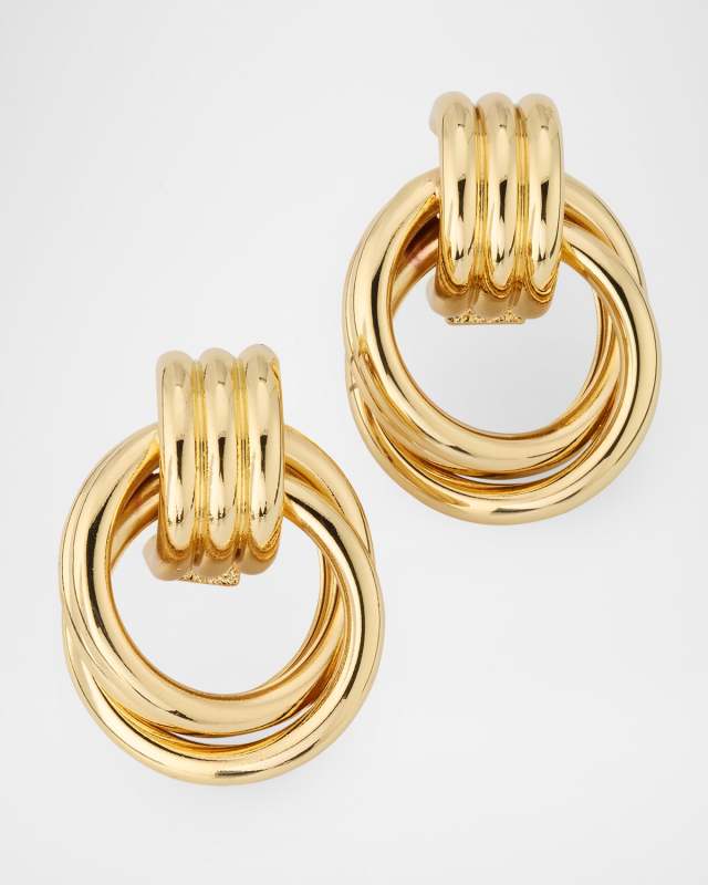 Gold-Plated Interlocking Hoop Earrings