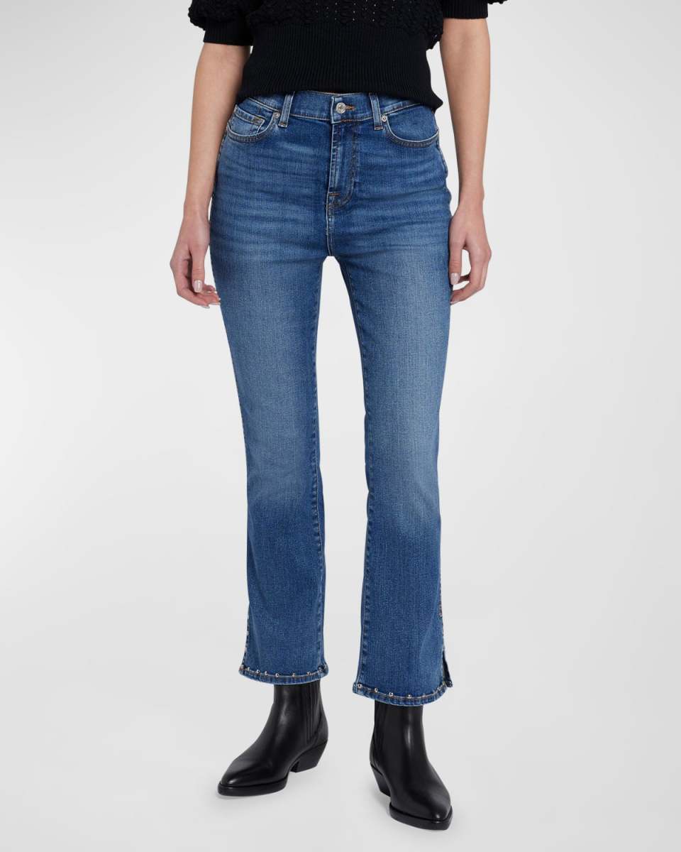 High-Rise Slim Kick-Flare Jeans with Studs