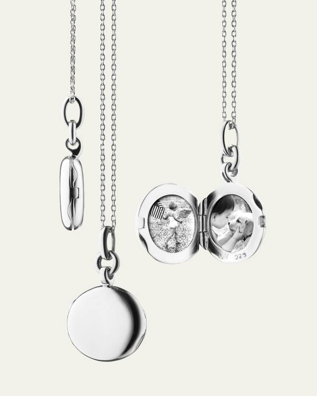 Sterling Silver Slim Round Nan Locket Necklace