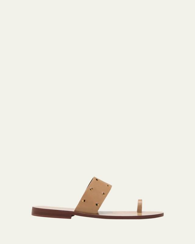 Imma Leather Stud Toe-Ring Sandals