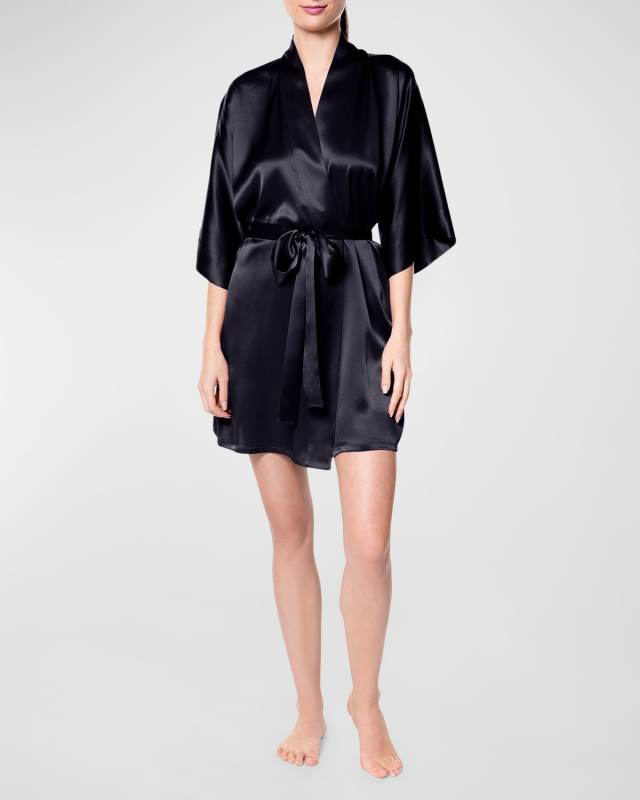 Solid Silk Short Robe
