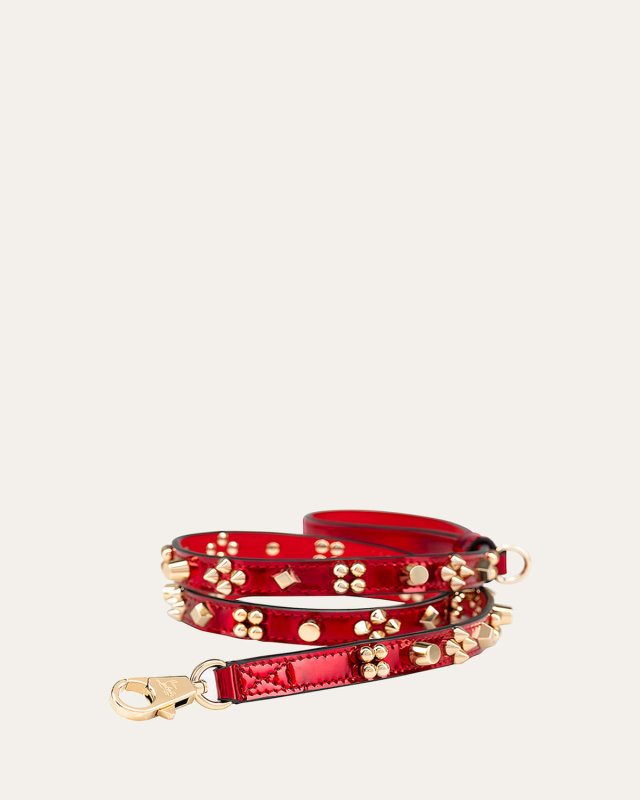 Loubileash Psychic Patent Leather Dog Leash with Cara Spikes, Small