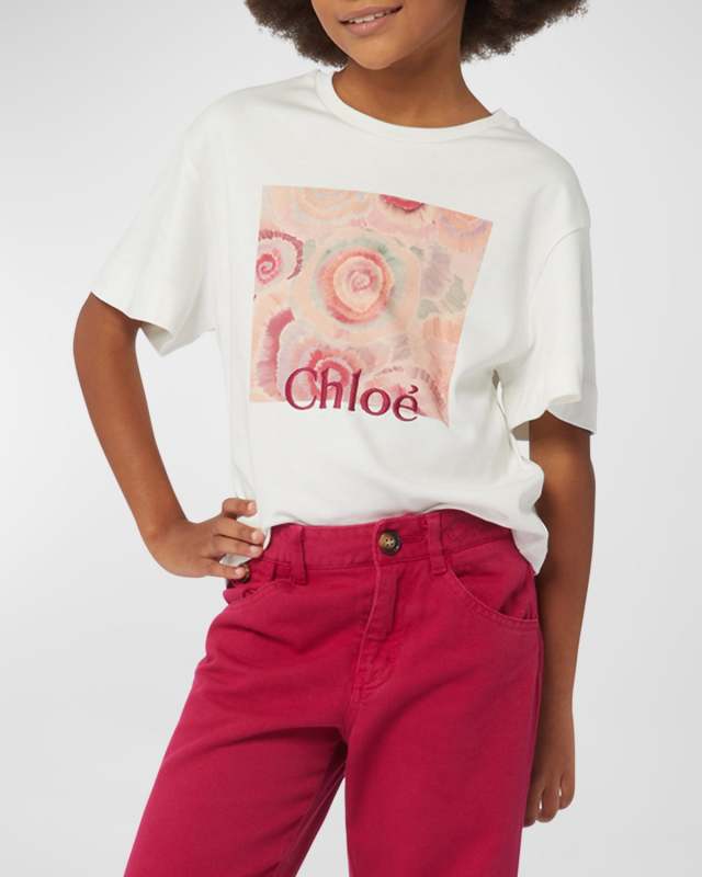 Girl's Embroidered Logo-Print Graphic T-Shirt, Size 4-6