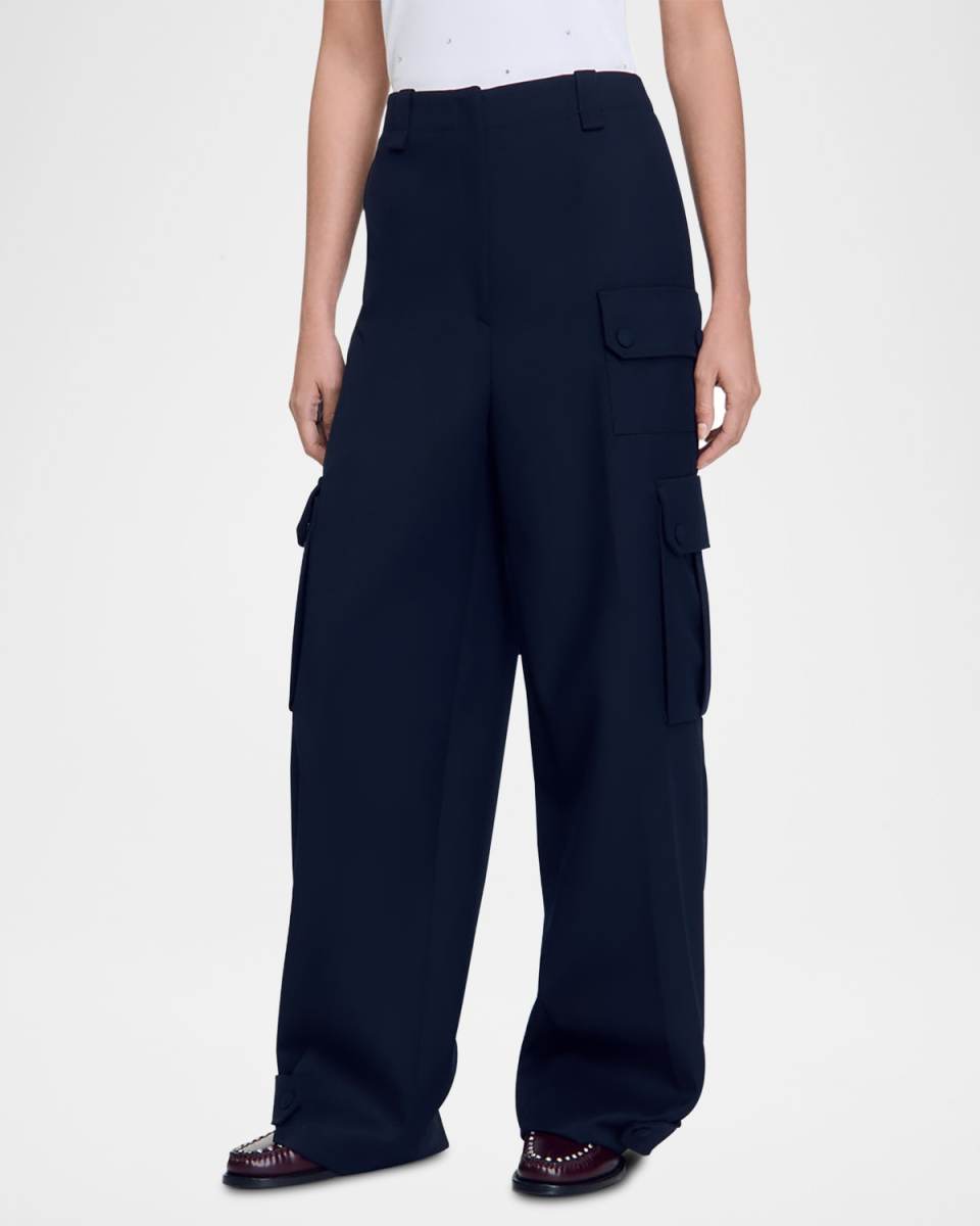 Paco Wide Leg Wool Cargo Trousers