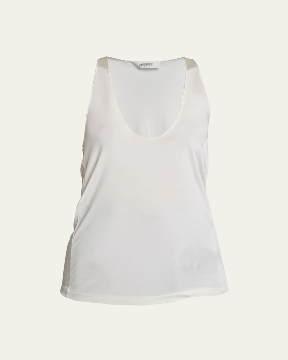 Shiny Jersey Scoop Neck Blouse