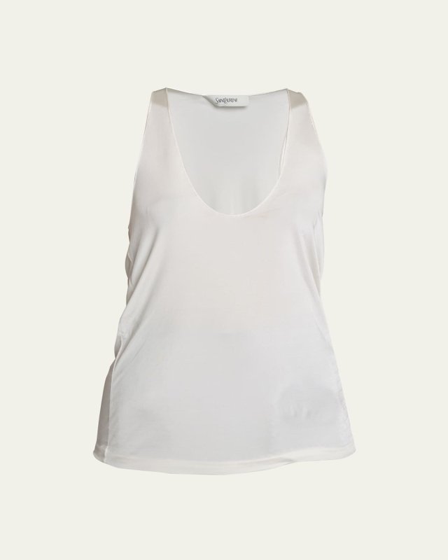 Shiny Jersey Scoop Neck Blouse