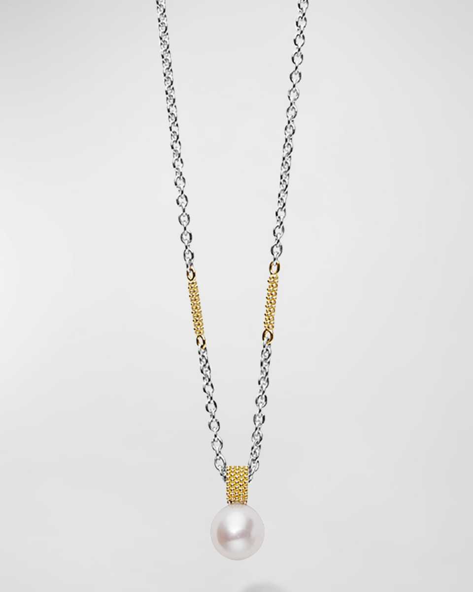 Sterling Silver and 18K Luna Pearl Lux Pendant Necklace