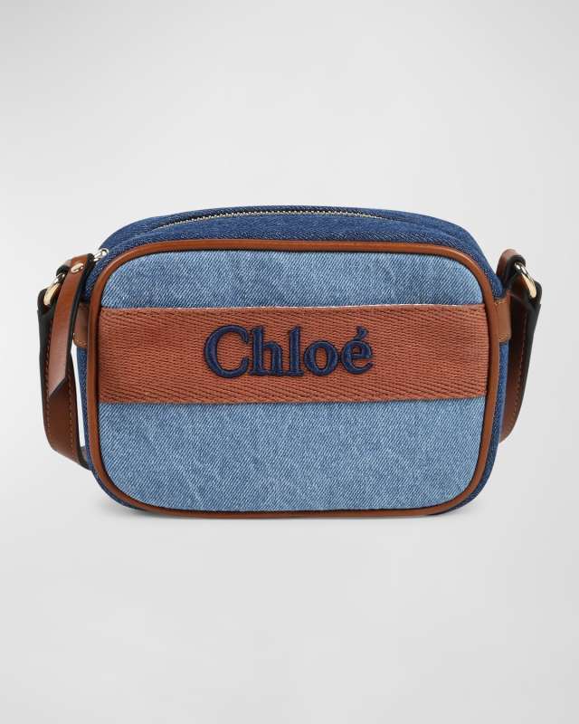 Girl's Denim Logo Crossbody Bag
