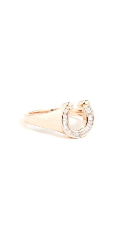 Adina Reyter 14k Baguette Horseshoe Signet Ring Yellow