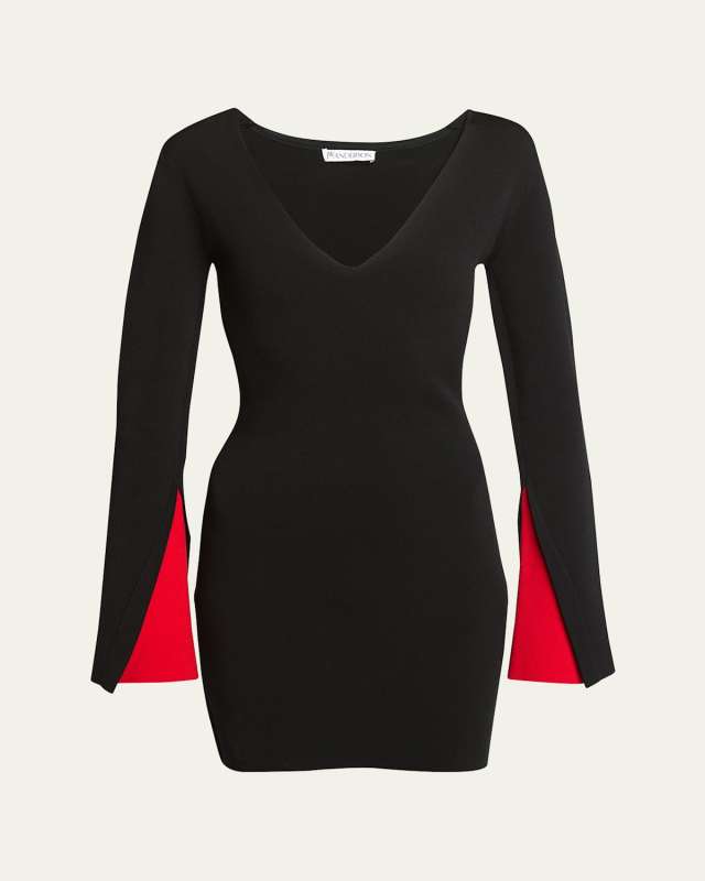 Contrast Cuff Body-Con Mini Dress