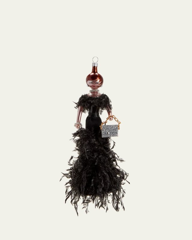 Fashionista in Feather Gown Christmas Ornament
