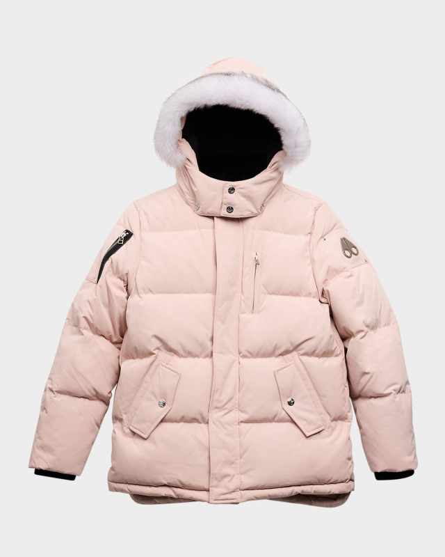 Kid's Puffer Shearling Coat, Size XS-
