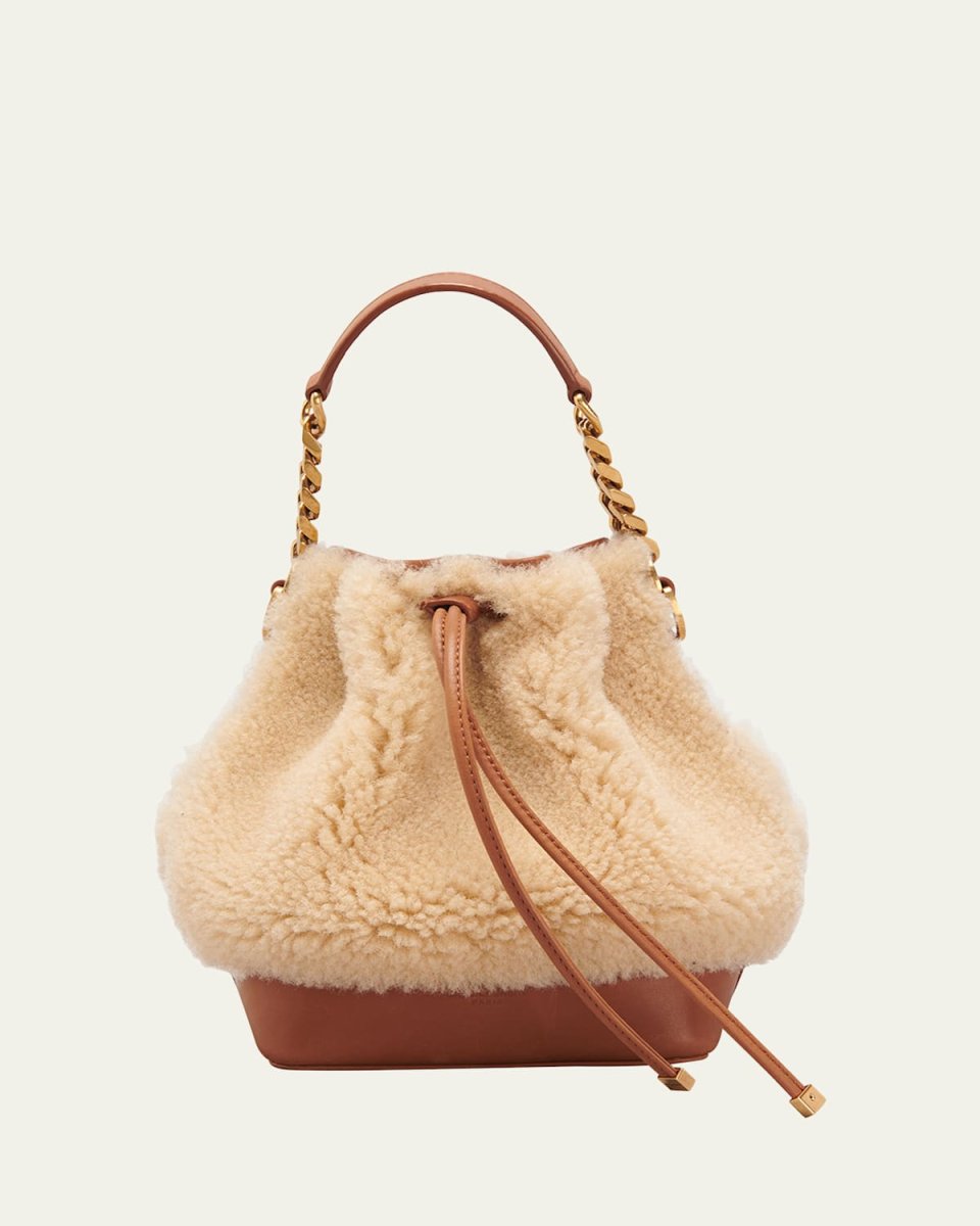 Small Bucket Bag in Shearling and Leather