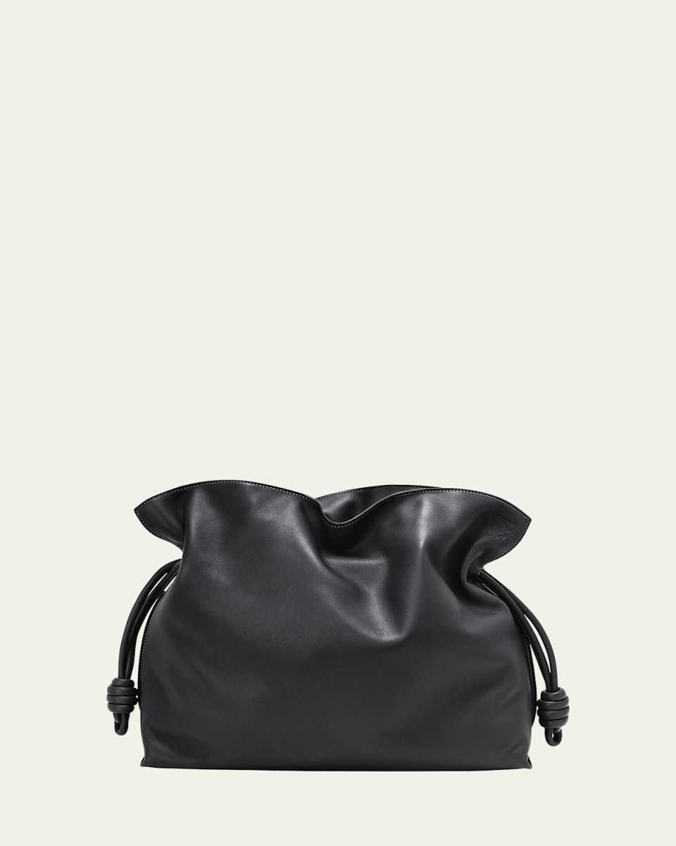 Flamenco Large Clutch Bag in Napa Leather with Blind Embossed Anagram