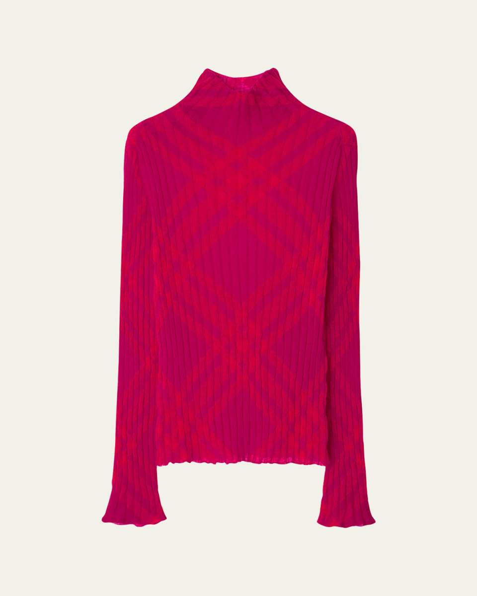 Check Knit Turtleneck Sweat