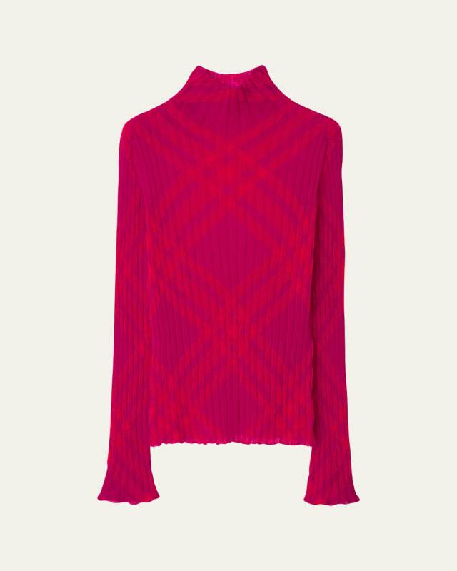 Check Knit Turtleneck Sweat