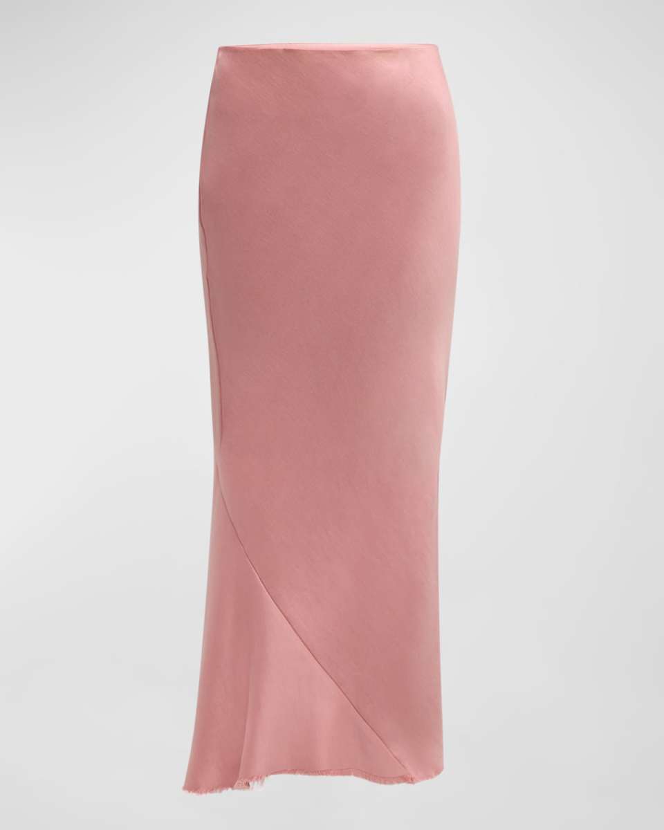 Slouchy Elegance Straight Bias-Cut Midi Skirt