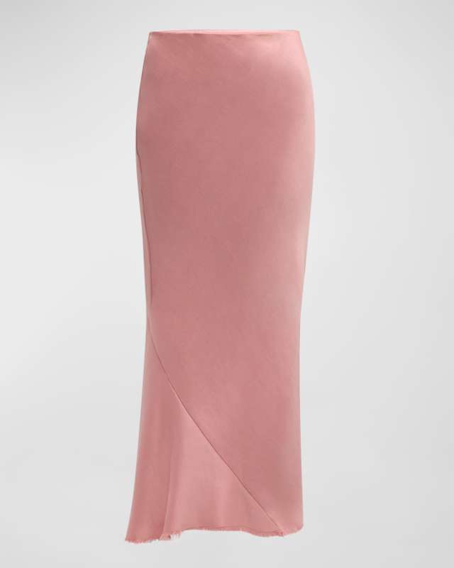 Slouchy Elegance Straight Bias-Cut Midi Skirt