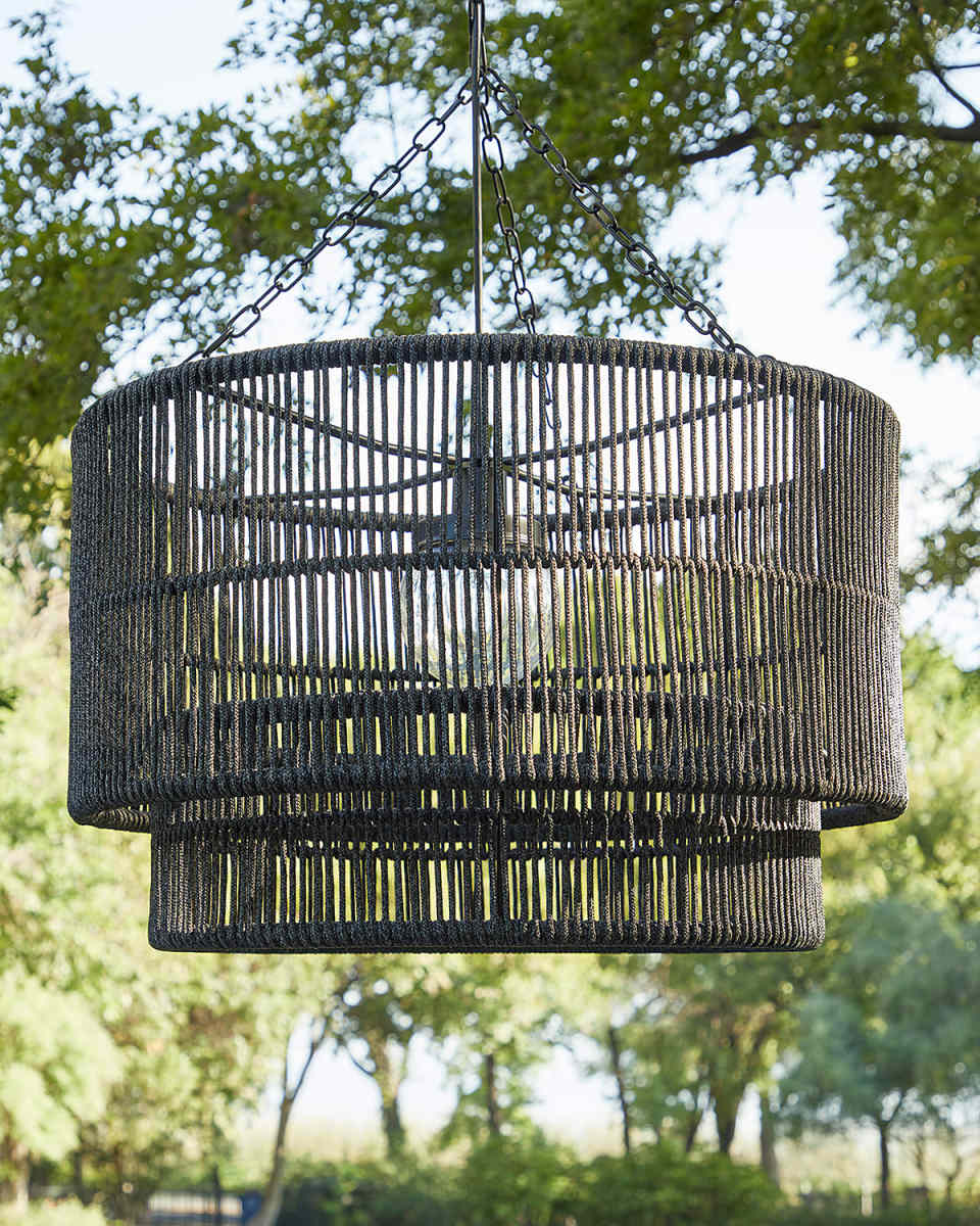 Tanner Outdoor Pendant Light, Drum Shade