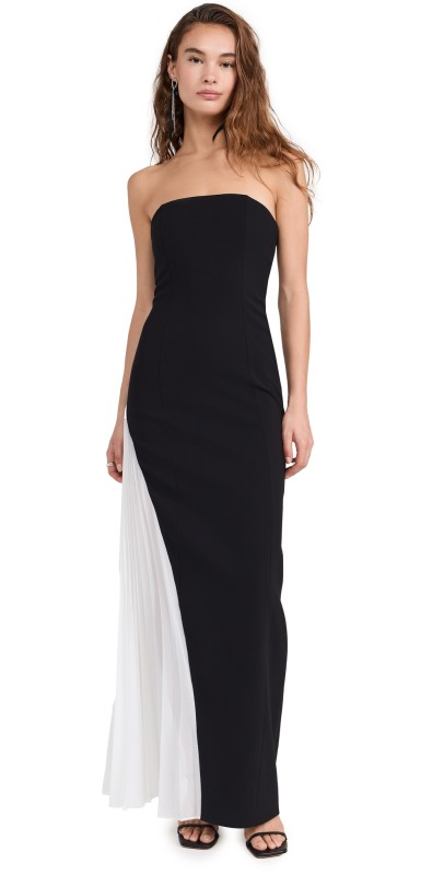 alice + olivia Retha Strapless Maxi Dress Black/Off White
