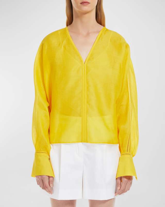 Leccio Lace-Trim Ramie Gauze Shirt