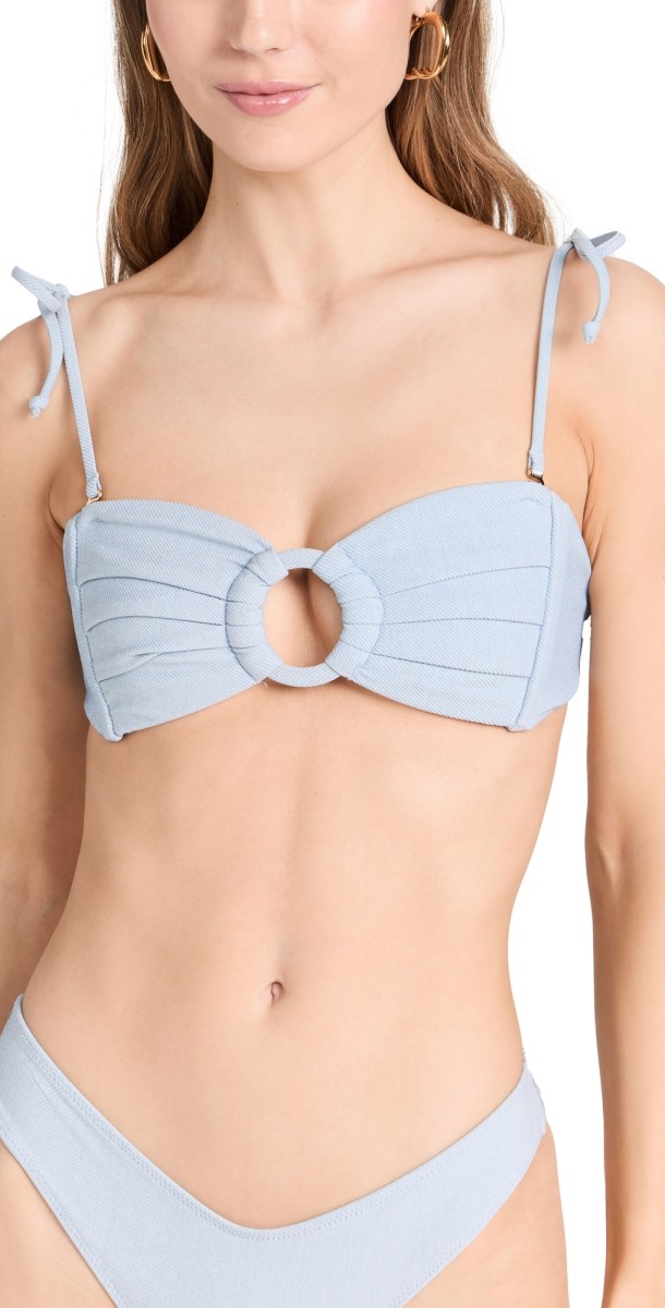 Montce Montce x Olivia Culpo Tori Ties Bikini Top Light Denim