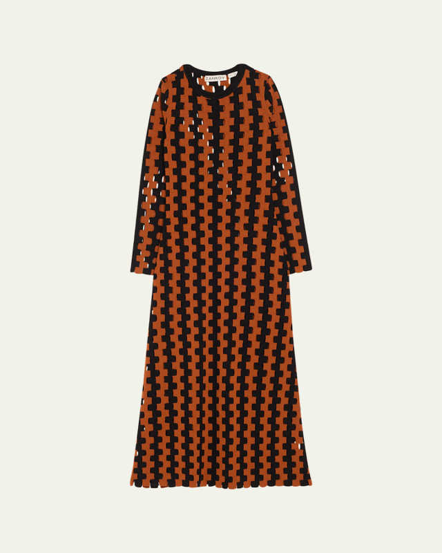 Natalie Two-Tone Open Knit Maxi Dress