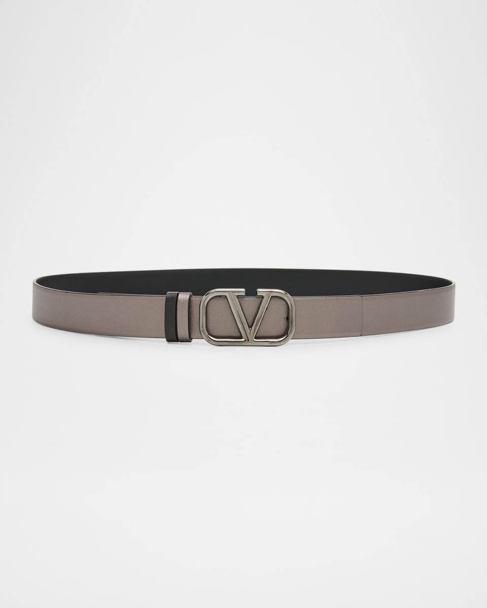 VLOGO Buckle Reversible Leather Belt