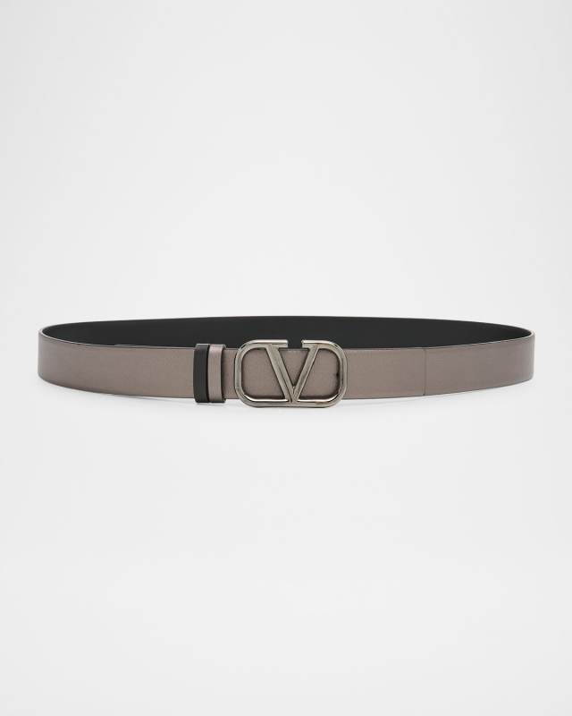VLOGO Buckle Reversible Leather Belt