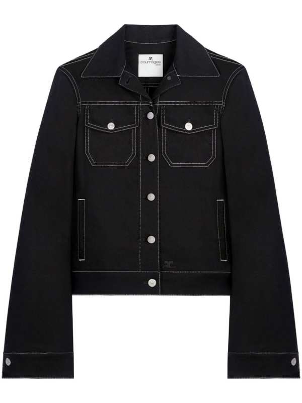 topstitched denim trucker jacket
