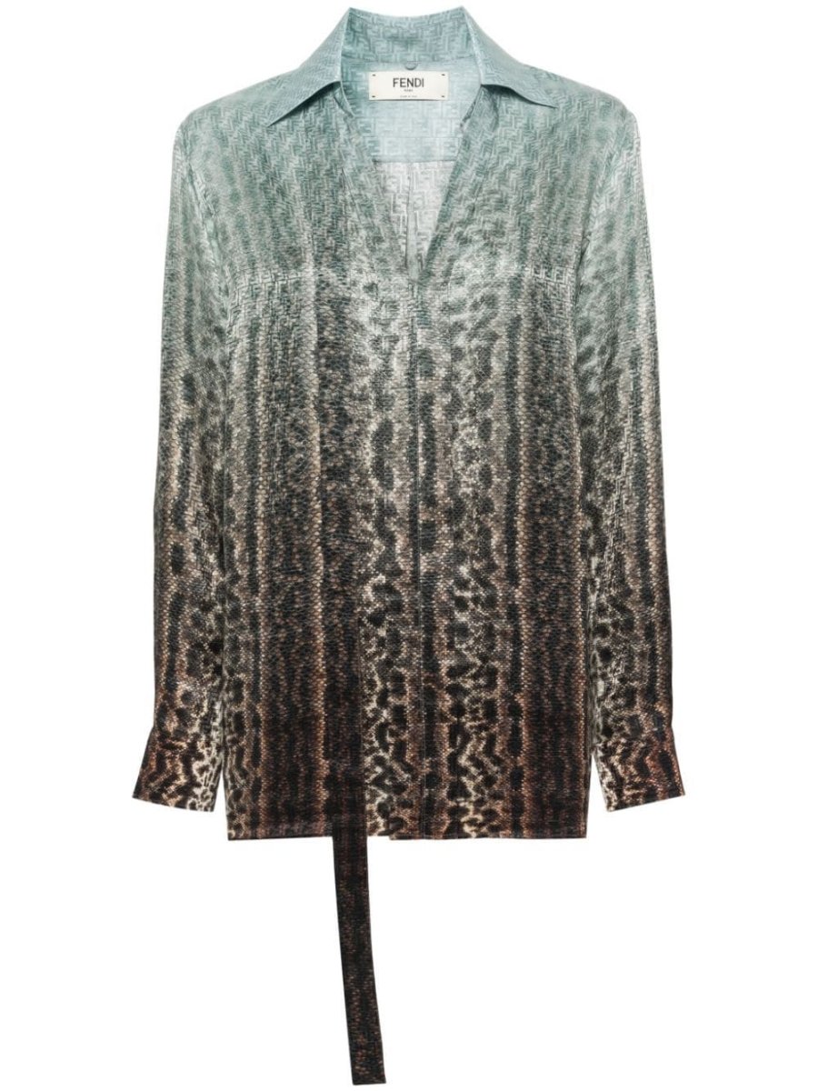 animal-print silk shirt