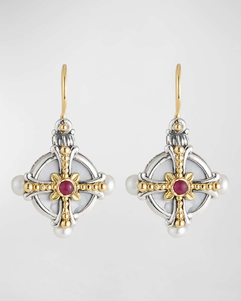 Hestia Pearl & Ruby Drop Earrings