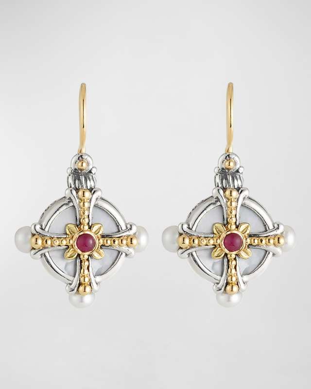Hestia Pearl & Ruby Drop Earrings