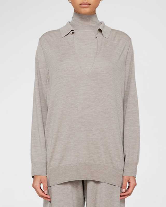 James V-Neck Wool Polo