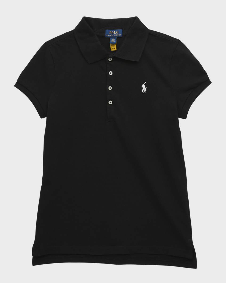 Girl's Short-Sleeve Logo Embroidery Polo Shirt, Size S-XL
