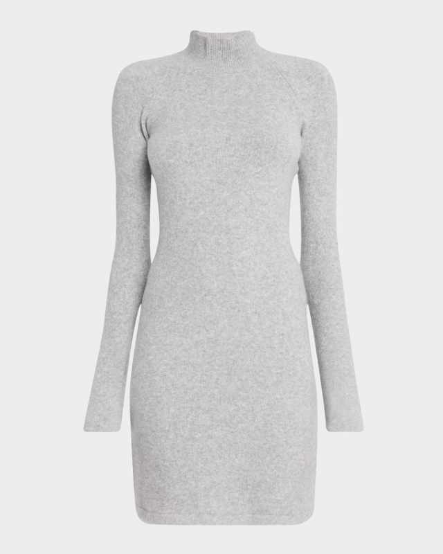 Merino Wool Blend Mock-Neck Midi Dress