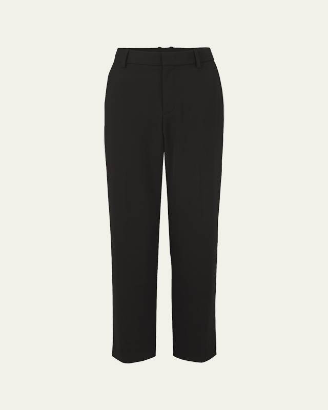 Crepe Tailored Straight-Leg Pants